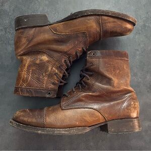 Frye rustic Brown Leather Lace-Up Boots size 7.5w